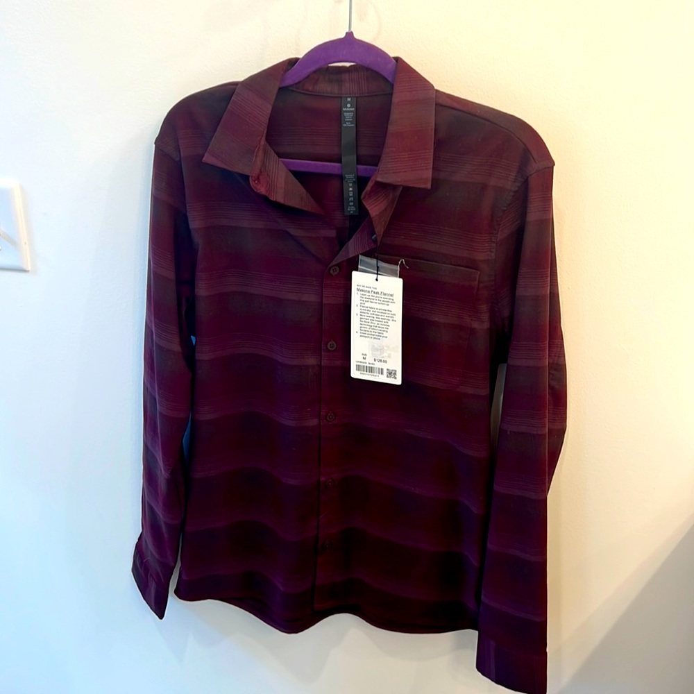 Lululemon Magenta Striped Button Down Medium Flannel